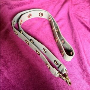 Bandolier Gray Leather Strap with Gold Accents